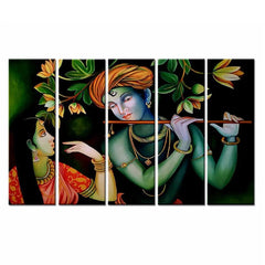 Beautiful Radha Krishna Spiritual Multiple Wood Framed Canvas Wall Painting  for Living Room, Bedroom, Office Wall Decoration