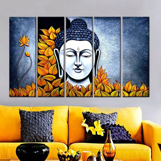 Lord Buddha Spiritual Stretched and Framed on Wood Canvas Print Wall Painting  for Living Room, Bedroom, Office Wall Decoration