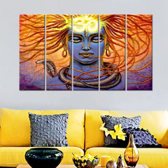 Lord Shiva Religious Multi Framed Canvas Wall Painting for Living Room, Bedroom, Office Wall Decoration
