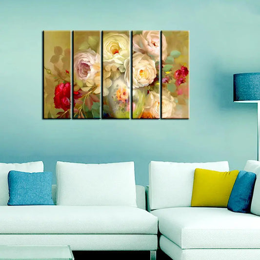 Beautiful Rose Flower Multiple Wood Framed Canvas Wall Painting for Living Room, Bedroom, Office Wall Decoration(24" H x 8" W Each panel)