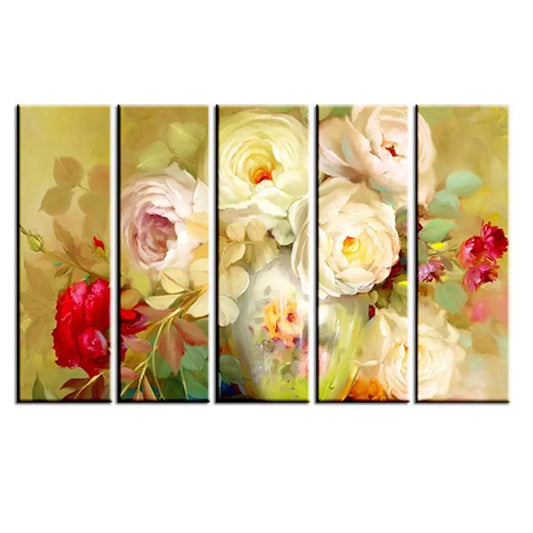 Beautiful Rose Flower Multiple Wood Framed Canvas Wall Painting for Living Room, Bedroom, Office Wall Decoration(24" H x 8" W Each panel)