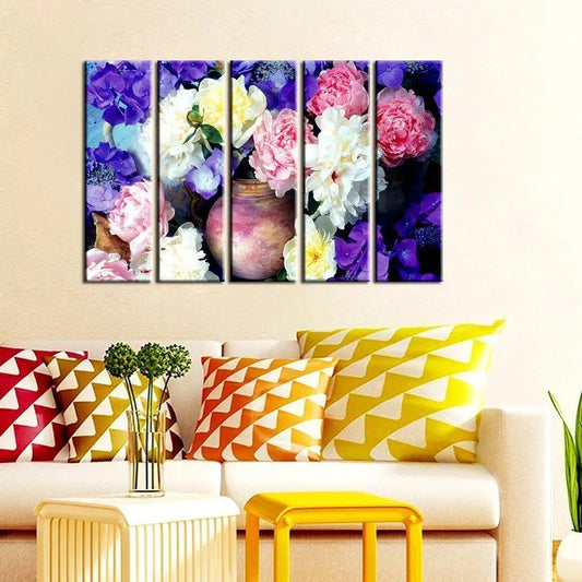 Beautiful Multicolor Flowers Mutli Wood Framed Canvas Wall Painting for Living Room, Bedroom, Office Wall Decoration(24" H x 8" W Each panel)