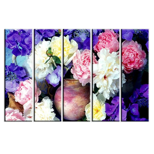 Beautiful Multicolor Flowers Mutli Wood Framed Canvas Wall Painting for Living Room, Bedroom, Office Wall Decoration(24" H x 8" W Each panel)