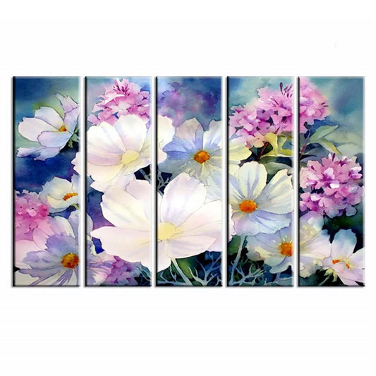 Beautiful Cloroful Flower Bunch Multiple Wooden Framed Canvas Wall Painting for Living Room, Bedroom, Office Wall Decoration(24" H x 8" W Each panel)