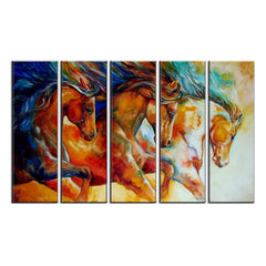 Running Horses Multi Framed Canvas Wall Art Painting for Living Room, Bedroom, Office Wall Decoration (24" H x 8" W Each panel)