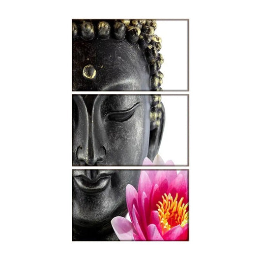 Lord Buddha and Lotus Multi Framed Canvas Wall Painting for Living Room, Bedroom, Office Wall Decoration (24" H x 16" W Each panel)