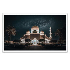 Blessed Ramadan Nights Serene Mosque Floating Frame Canvas Wall Painting