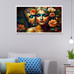 Radha Krishna Floating Framed Canvas Wall Painting