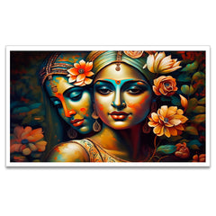 Radha Krishna Floating Framed Canvas Wall Painting