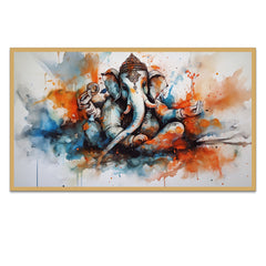 Blessings Lord Ganesh Canvas Floating Framed Wall Painting