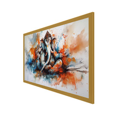 Blessings Lord Ganesh Canvas Floating Framed Wall Painting