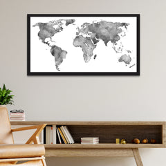 Global Perspectives World Map Floating Frame Canvas Wall Painting