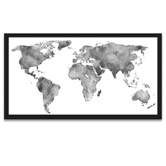 Global Perspectives World Map Floating Frame Canvas Wall Painting