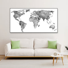 Global Perspectives World Map Floating Frame Canvas Wall Painting