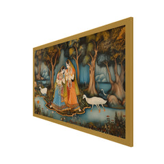 Beautiful Womens in the Enchanted Forest Canvas Floating Framed Wall Painting