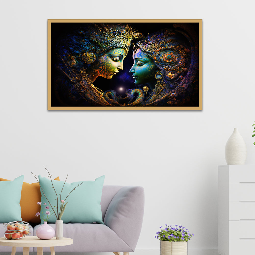 Love and Spiritual Serenity Radha Krishna Canvas Wall Painting