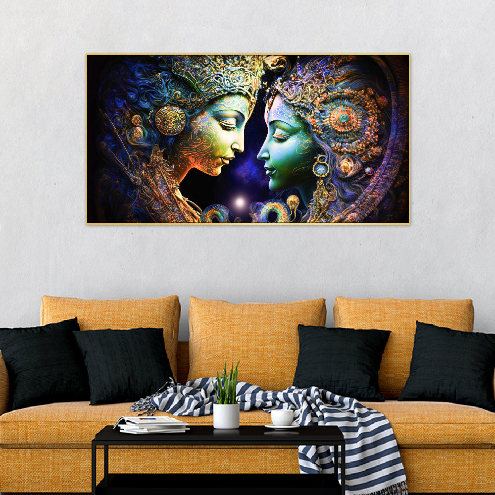 Love and Spiritual Serenity Radha Krishna Canvas Wall Painting