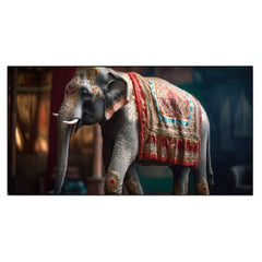 Sophisticated Strength Equipped Elephant Floating Framed Canvas Wall Painting