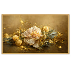 Blooms of Serenity Floral Canvas Floating Framed Wall Painting