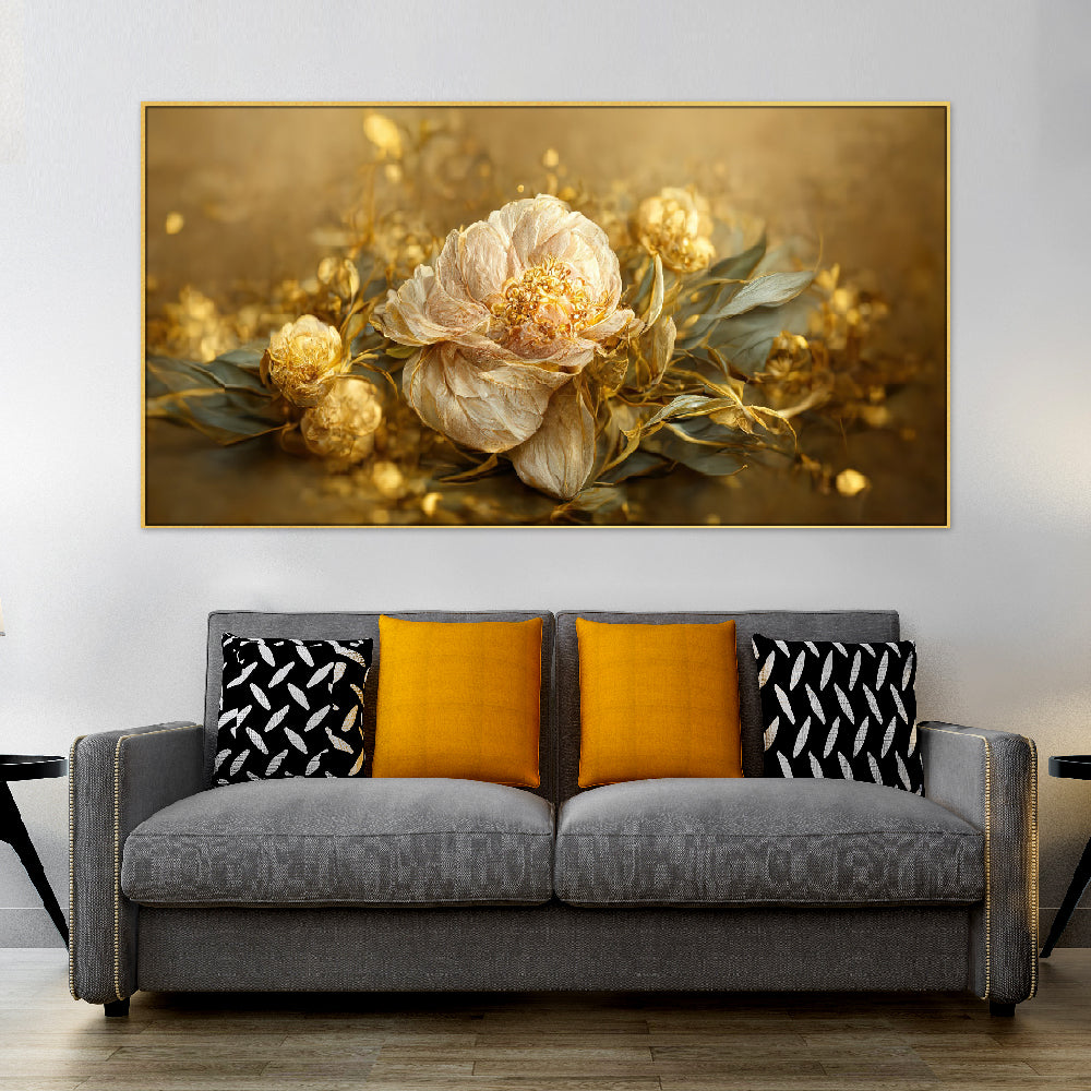 Blooms of Serenity Floral Canvas Floating Framed Wall Painting