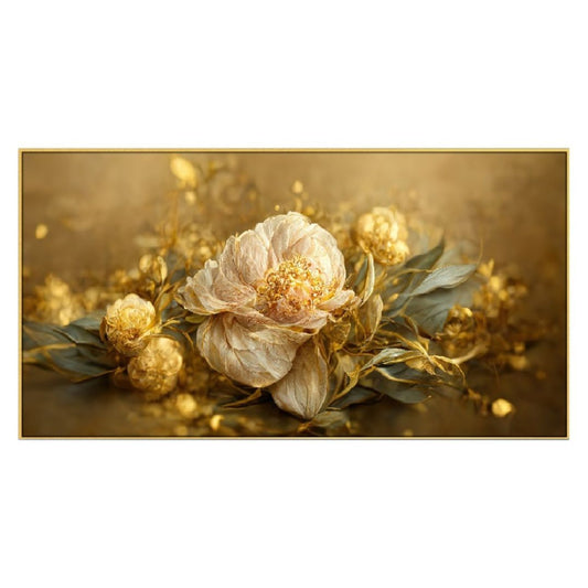 Blooms of Serenity Floral Canvas Floating Framed Wall Painting