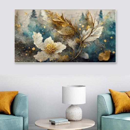Elegant Artwork Ethereal Blossoms White Floral Floating Frame Canvas Wall Painting