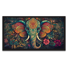 Gentle Majesty Elephant Head Floating Framed Canvas Wall Painting