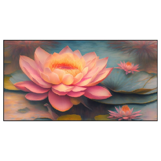 Pink Lotus Flower Floating Frame Canvas Wall Painting