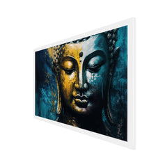 Colorful Meditating Gautam Buddha Floating Frame Canvas Wall Painting