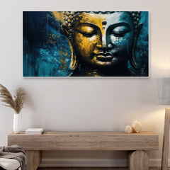 Colorful Meditating Gautam Buddha Floating Frame Canvas Wall Painting