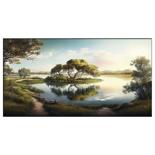 Natures Beauty Captured in Tranquil Mountain Floating Framed Canvas Wall Painting