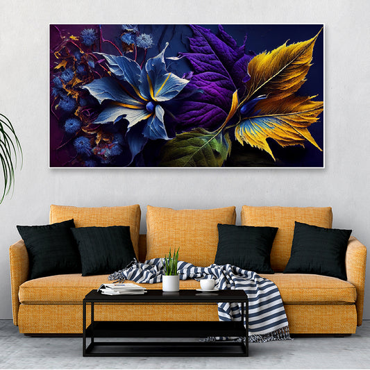 Beautiful Dark Leaf Multicolor Floating Frame Canvas Wall Painting