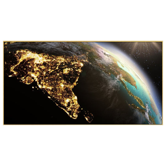 Planet Earth with the Lights of India at Night View Floating Framed Canvas Wall Painting