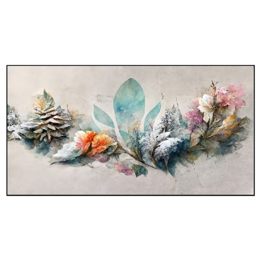 Luxurious Floral Elements Botanical Multicolor Floating Frame Canvas Wall Painting