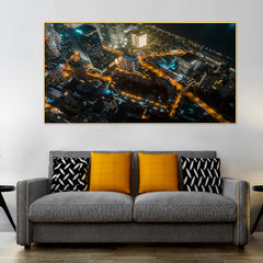 Beautiful City View of Night Floating Frame Canvas Wall Painting