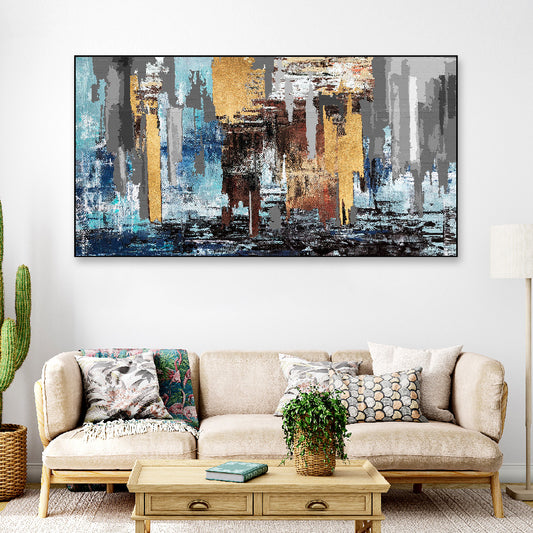 Blue Abstract Floating Frame Canvas Wall Painting for Home and Office Décor