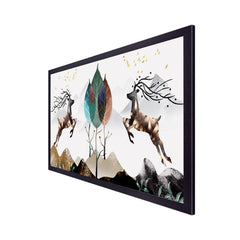 Two Deer Modern Art Floating Frame Canvas Wall Painting