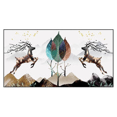 Two Deer Modern Art Floating Frame Canvas Wall Painting