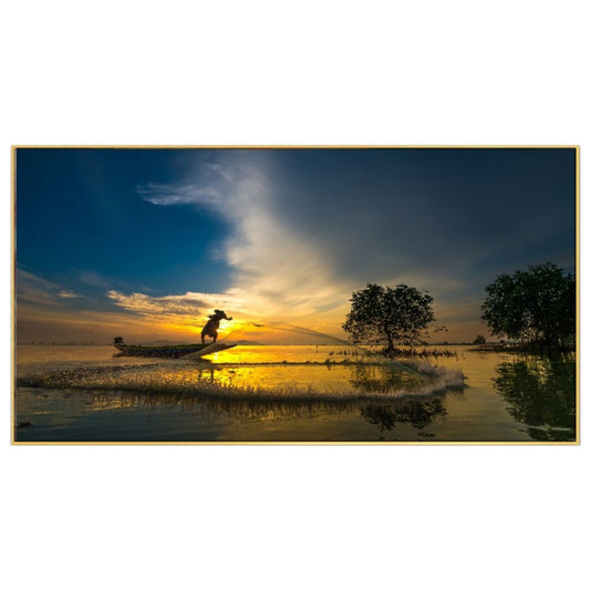 Beautiful Sunset River View Floating Frame Canvas Wall Painting