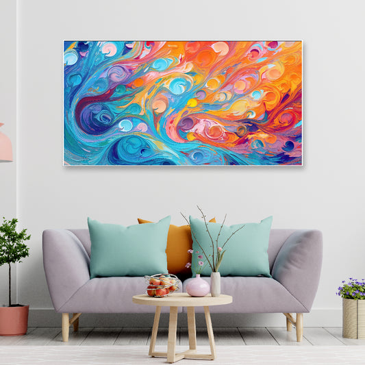 Abstract colorful rainbow colored spiral Floating Frame Canvas Print Wall Painting