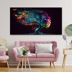 Abstract Colorful Splash Tree Floating Frame Canvas Wall Painting