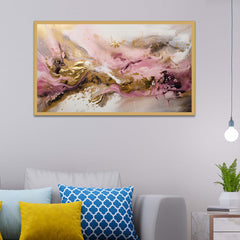 Abstract Background Pink and Gold Colorful Floating Frame Canvas Wall Painting