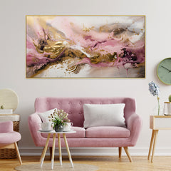 Abstract Background Pink and Gold Colorful Floating Frame Canvas Wall Painting