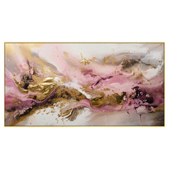 Abstract Background Pink and Gold Colorful Floating Frame Canvas Wall Painting