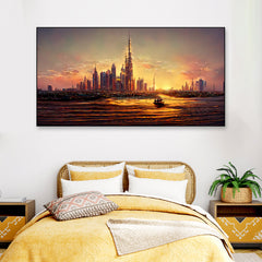 Dubai Amazing City Center Skyline with Luxury Skyscrapers Floating Framed Canvas Wall Painting