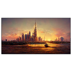 Dubai Amazing City Center Skyline with Luxury Skyscrapers Floating Framed Canvas Wall Painting