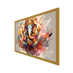 Divine Vighnaharta Lord Ganesha Canvas Floating Framed Canvas Wall Painting