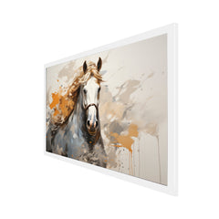 Beautiful Abstract Horse Art Golden Touch Floating Frame Landscape Canvas Wall Painting