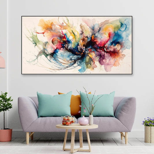 Bright Abstract Multicolor Floating Frame Landscape Canvas Wall Painting