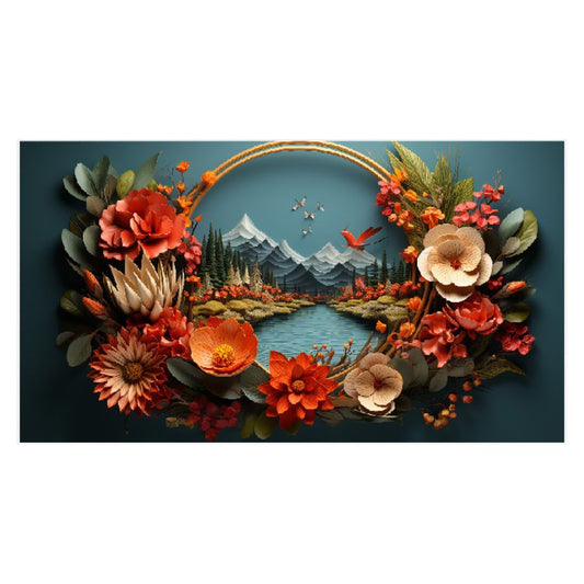 Nature Beauty in a Bouquet of Colorful Flowers Floating Framed Canvas Wall Painting